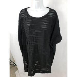 OSKA Shirt Naryana Black‎ Women's Top Size 2 Short sleeve Sheer Viscose blend
